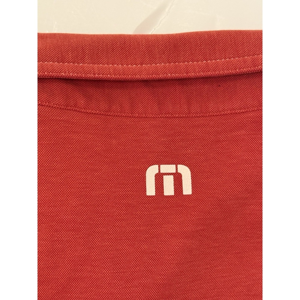 Travis Mathew Golf Polo Shirt Mens Reddish Orange Pima Cotton Polyester Size L - Picture 5 of 9